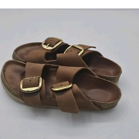 Birkenstock Arizona Big Buckle Sandals Cognac Leather Size 37 US 6 6.5 - Picture 5 of 11